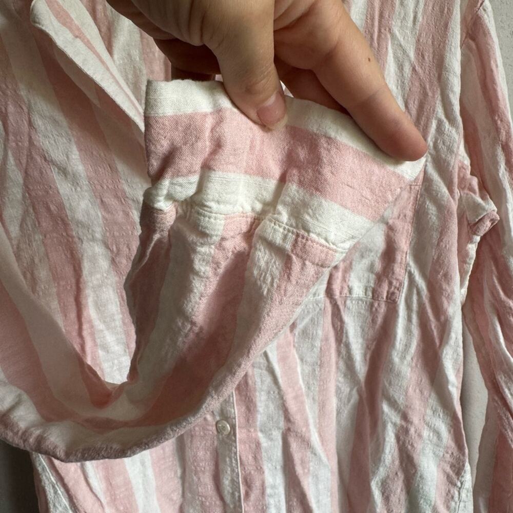 Eberjey Pink White Stripe Lightweight Long Sleeve Button Down Pajama Top Women S - Picture 3 of 5